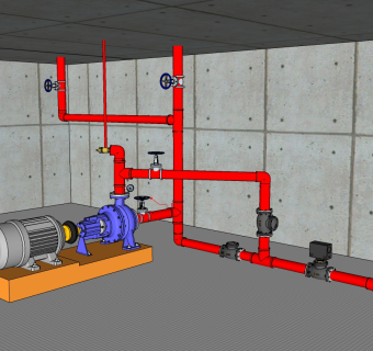 现代消防泵草图大师模型，消防泵sketchup模型下载
