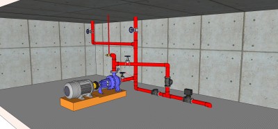 现代消防泵草图大师模型，消防泵sketchup模型下载