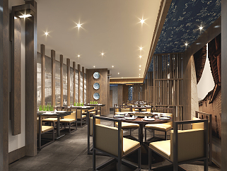 中式饭店餐厅方案施工图CAD图纸，餐厅cad设计图纸下载