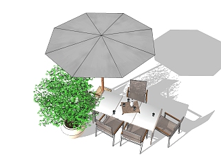 现代户外休闲桌椅组合su模型，休闲桌椅sketchup模型下载