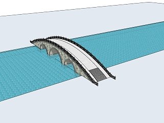 中式<em>石拱桥</em>草图大师模型，<em>石拱桥</em>sketchup模型
