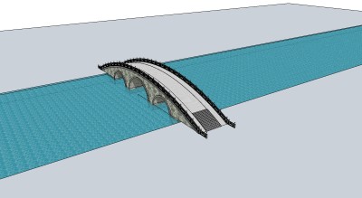 中式石拱桥草图大师模型，石拱桥sketchup模型