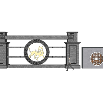 欧式景墙sketchup模型下载