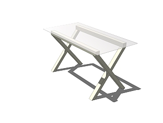 现代玻璃折叠书桌免费su模型，玻璃折叠书桌skp模型下载