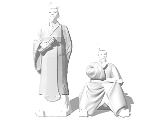 <em>中式古代</em>神像雕塑su模型下载、古代神像雕塑草图大师...