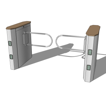 现代人行摆闸SU模型，人行摆闸SKP模型下载