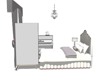 现代小孩家具卧室su模型，家具卧室草图大师模型下载