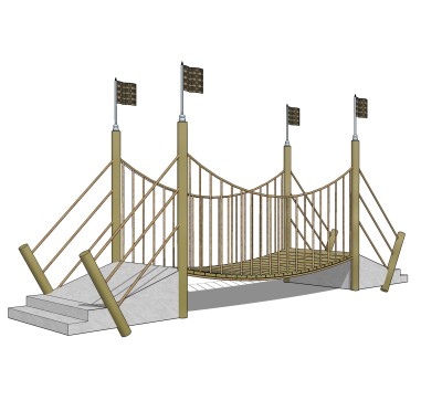 吊桥草图大师模型设计下载，sketchup吊桥su模型分享