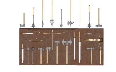冷兵器组合草图大师模型下载，冷兵器su模型分享