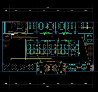 二层某咖啡厅装修图，咖啡厅CAD设计图施工图纸下载