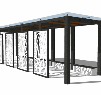 现代景观廊架草图大师模型，景观廊架sketchup模型下载
