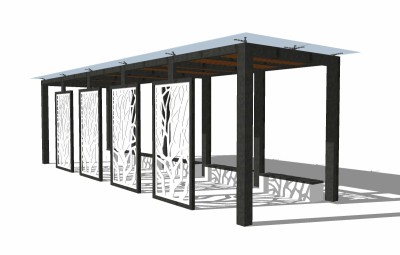 现代景观廊架草图大师模型，景观廊架sketchup模型下载