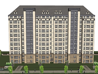 <em>欧式公寓</em>楼sketchup模型，公寓草图大师模型下载
