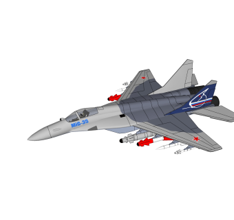 现代俄罗斯MI-米格战斗机草图大师模型，战斗机SU模型下载