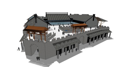 中式休闲建筑会所模型，sketchup模型免费下载