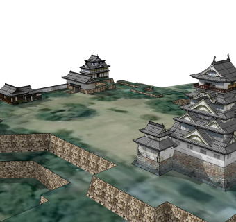 日式城堡草图大师模型下载、日式城堡su模型下载