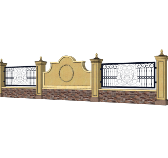 简欧围墙护栏免费su模型，栏杆skb文件下载