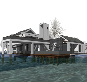 精品中式别墅sketchup模型集下载