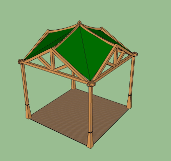 方亭sketchup模型免费下载，亭子skp模型分享