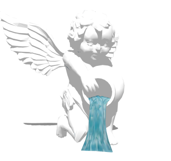 小天使喷泉雕塑su模型,摆件草图大师模型下载