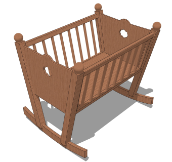 中式婴儿床草图大师模型，婴儿床skb文件下载