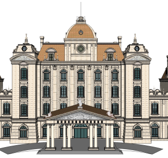 欧式酒店草图大师模型下载、欧式酒店su模型下载