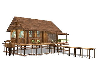 现代小木屋草图大师模型，小木屋sketchup模型免费下载