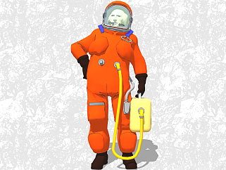现代宇航员草图大师模型，人物su模型免费下载
