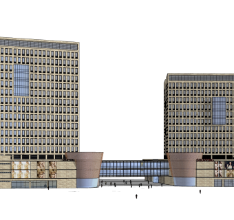 现代高层办公楼草图大师模型，高层办公楼sketchup模型免费下载