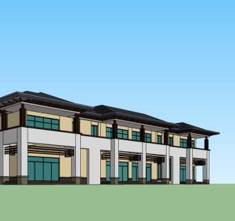 新中式别墅su模型免费下载，sketchup别墅草图大师模型