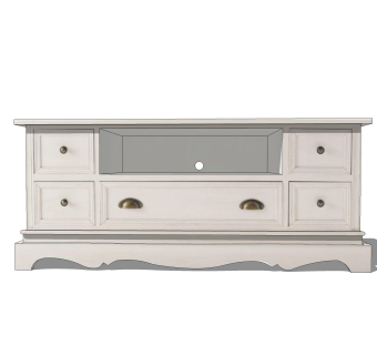 简欧白色电视柜sketchup模型，柜子草图大师模型下载