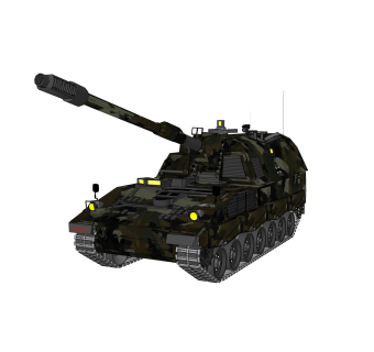 德国PzH-2000自行榴弹炮su模型，自行榴弹炮草图大师模型下载