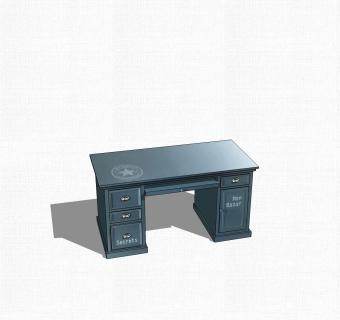 现代简约办公桌su模型，办公桌skp模型下载