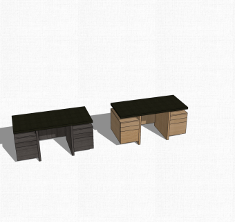 现代实木办公桌草图大师模型，办公桌skp模型下载