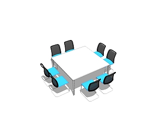 现代小型会议桌草图大师模型，会议桌sketchup模型下载
