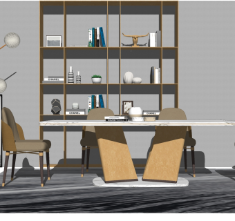 现代餐桌椅组合su模型，餐桌sketchup模型下载