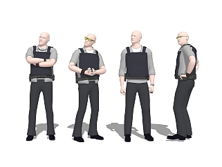 现代警察草图大师模型，3D真人su模型下载
