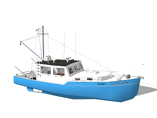 现代<em>大型</em>渔船skb文件，货船su模型下载