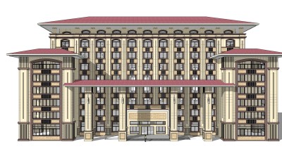 新中式会所建筑草图大师模型，sketchup模型免费下载