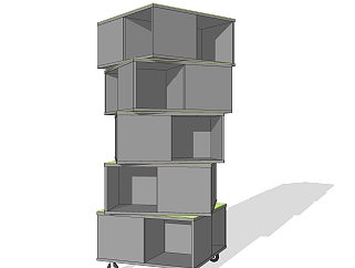 不规则隔断书架草图大师模型，可移动书柜效果图su模型