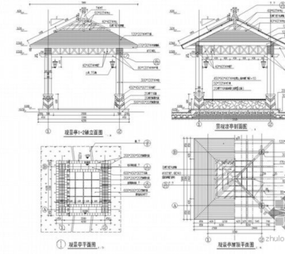 园林景<a href=https://www.yitu.cn/su/7053.html target=_blank class=infotextkey>亭</a>施工详图