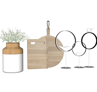 实木花瓶金属小鸟摆件草图大师模型,现代装饰品su模型下载