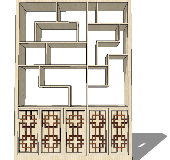  中式博古架家具模型，博古架sketchup模型下载