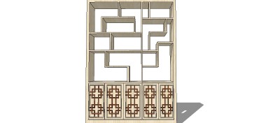 中式博古架家具模型，博古架sketchup模型下载