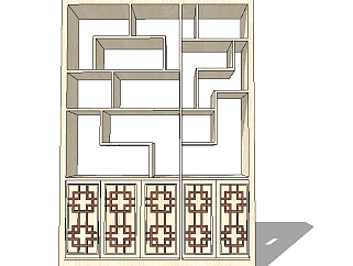  中式博古架家具模型，博古架sketchup模型下载