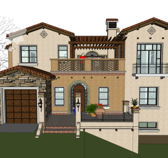 欧式别墅SU模型，别墅SKP模型下载