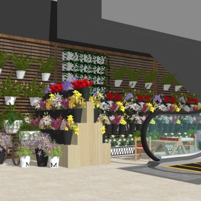 现代超市花店草图大师模型，超市花店sketchup模型免费下载