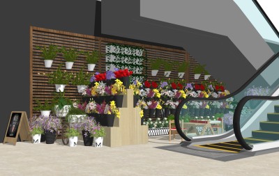 现代超市花店草图大师模型，超市花店sketchup模型免费下载