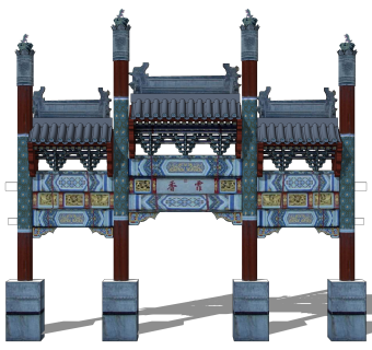 中式牌坊草图大师模型下载，入口大门sketchup模型分享