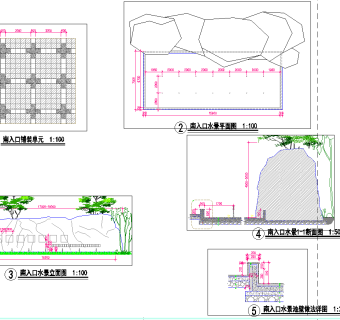 公园入口景观设计施工图,cad建筑图纸免费下载